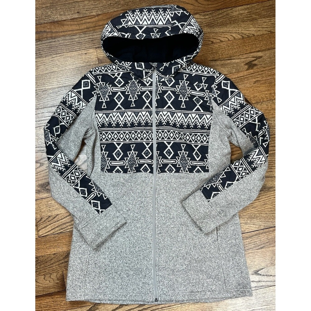 Burton‎ Embry Fleece Hooded Jacket Heather Gray Aztec Women's Size Large